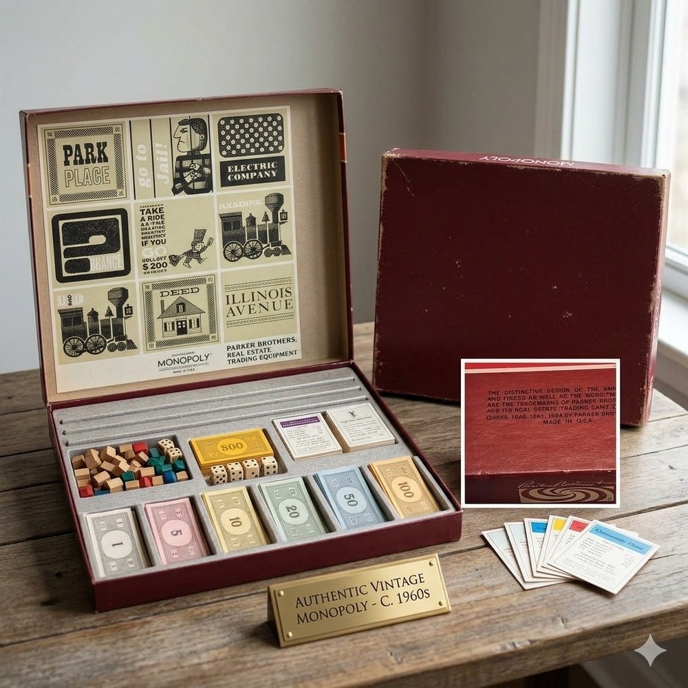 Vintage 1964 Monopoly Board Game Parker Brothers Red Box Complete Retro Tabletop
